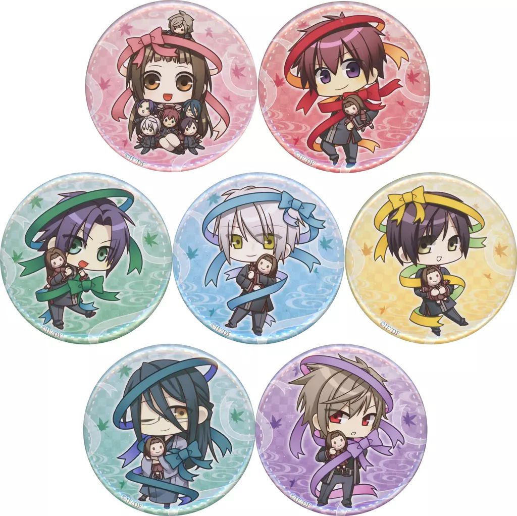 中古】バッジ・ピンズ [単品] 集合 描きおろしちびキャラ缶バッジ7個