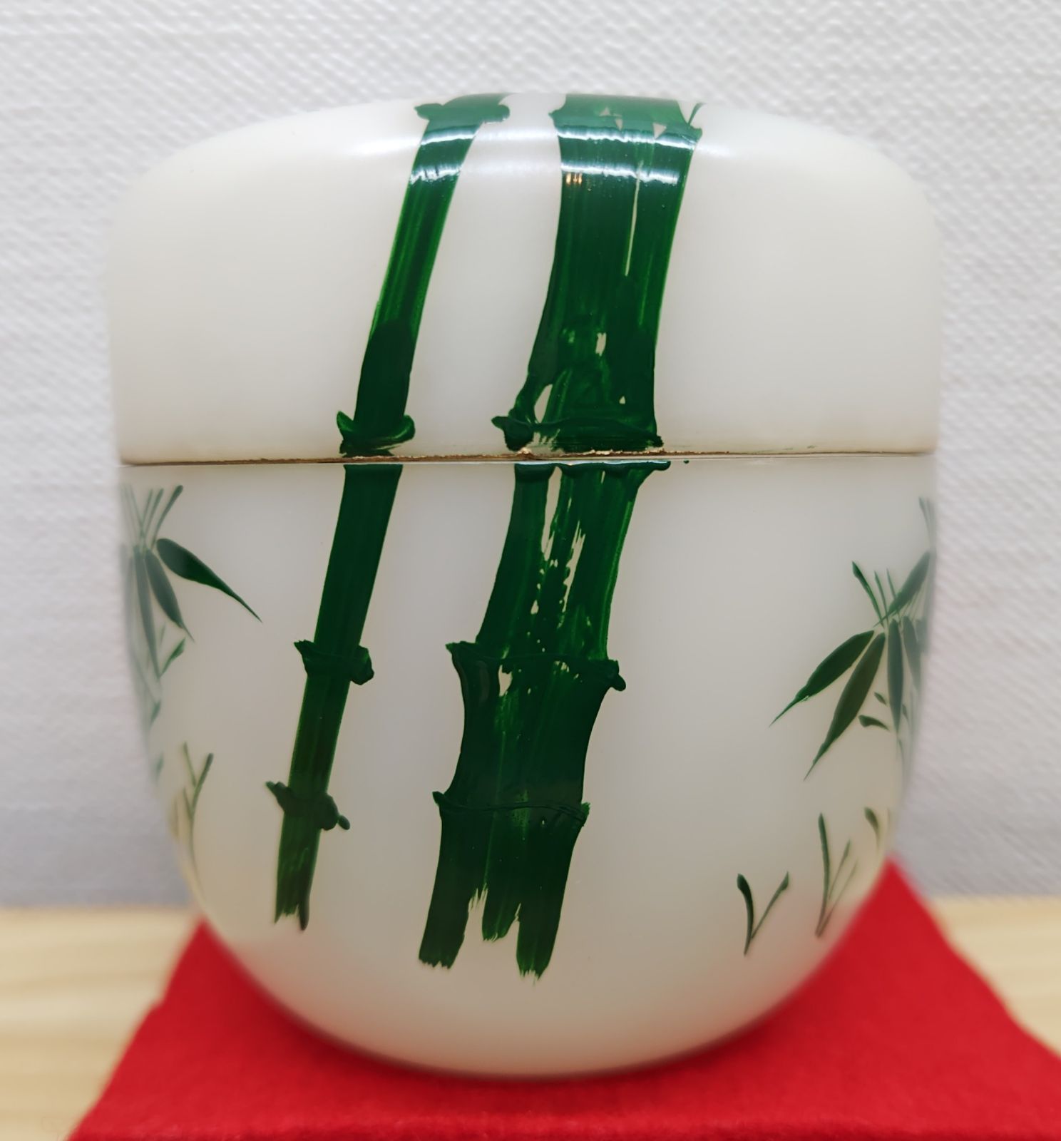 逢絢亭・新品】茶道具 棗 中棗 竹の絵 半透明クリア 樹脂製 職人さん