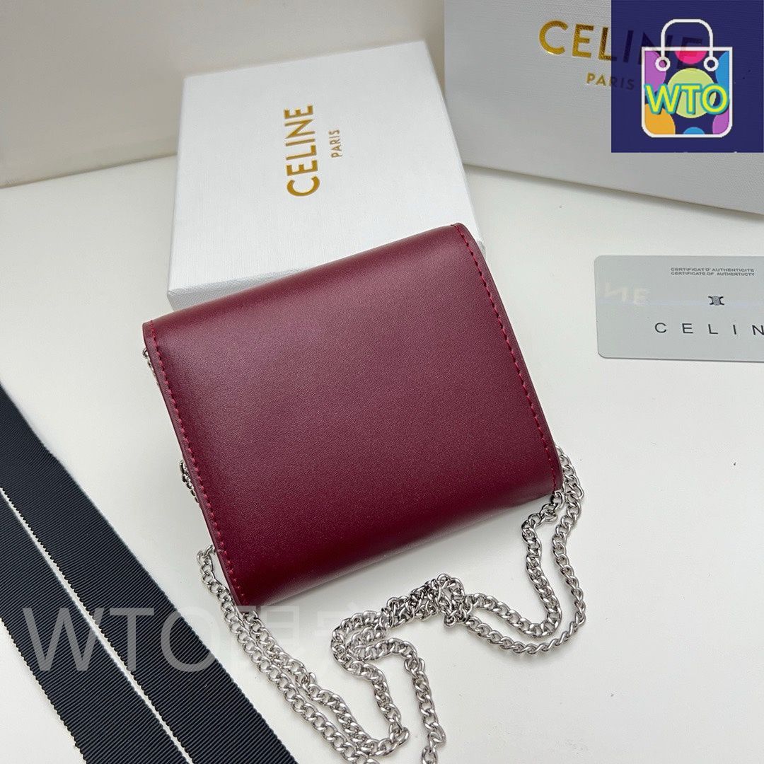 CELINE 【入手困難】TRIOMPHE チェーンウォレット★TEXTILE 全色 大人気で超入手困難♪【CELINE】トリオンフ チェーンウォレット