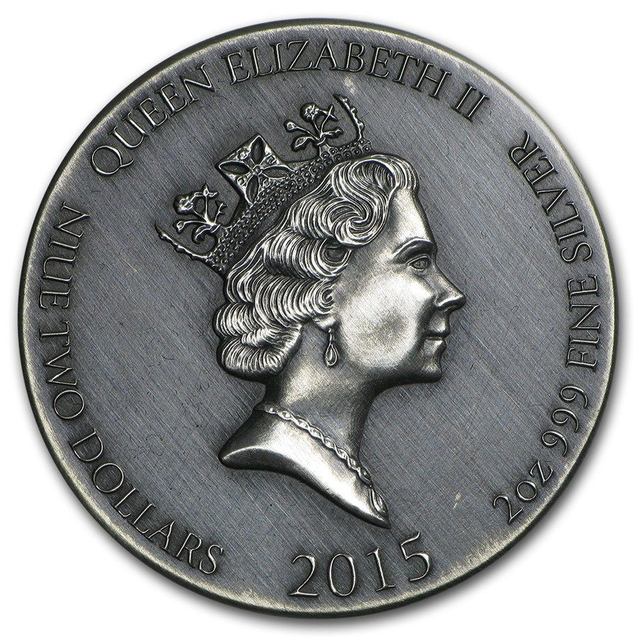 [保証書付き] 2015年 (新品) ニウエ「ヴァイキング・ラグナル」純銀 2オンス アンティーク 銀貨