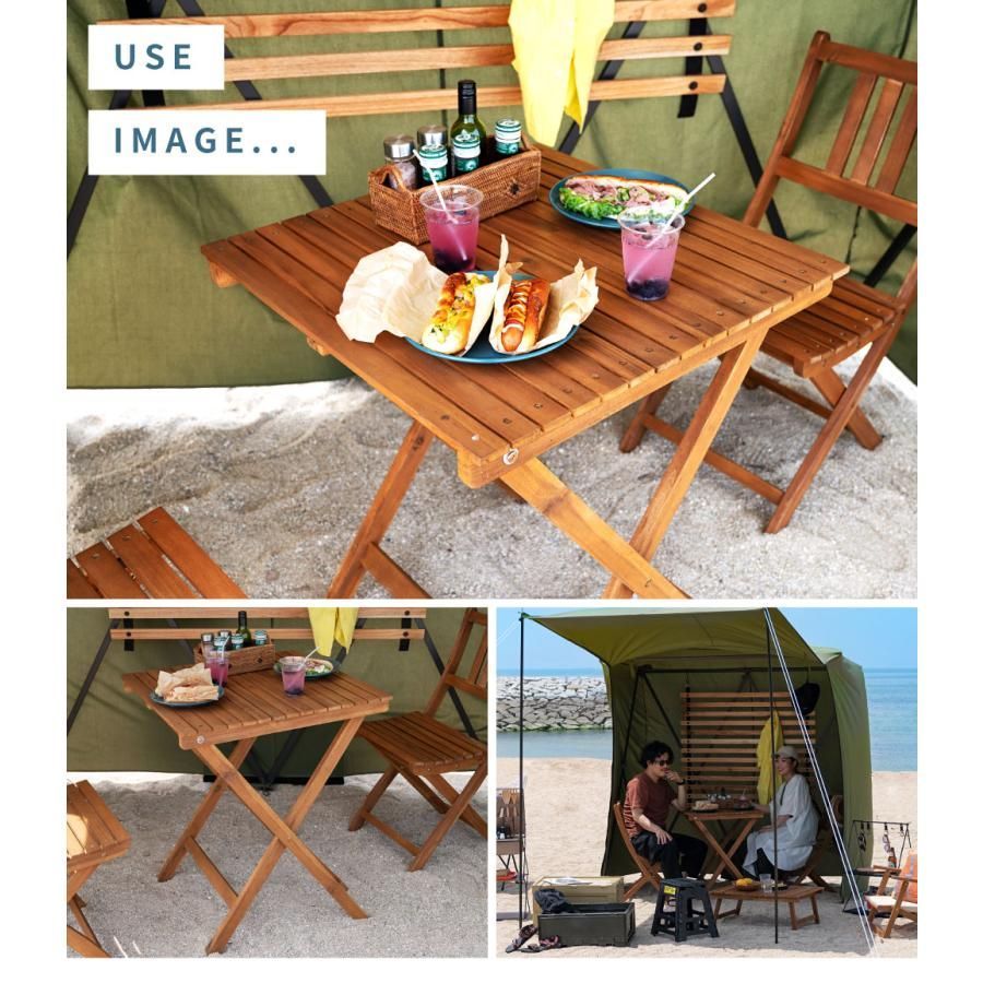 アウトドアテーブル テーブル 机 幅60cm 折りたたみ 天然木