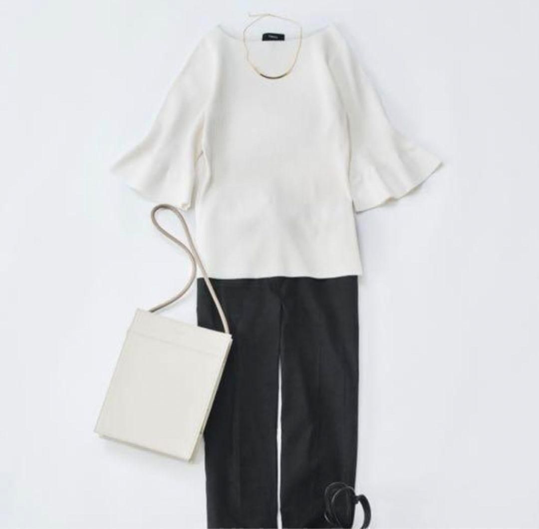 Theory 21SS 定価2.6万 コンパクトクレープラッフルスリーブトップス