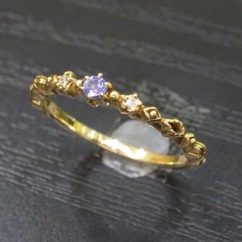 10金 K10 ゴールド GOLD 天然タンザナイト1粒 天然ダイヤモンド