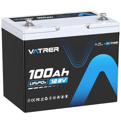 VATRER POWER バトラー LiFePO4 12V100Ah リン酸鉄リチウムイオンバッテリー Group24 ディープサイクルバッテリー 5000回以上サイクル 100A BMS付き 低温カットオフ保護 釣り|キャンピングカー|ソーラーシステム mp