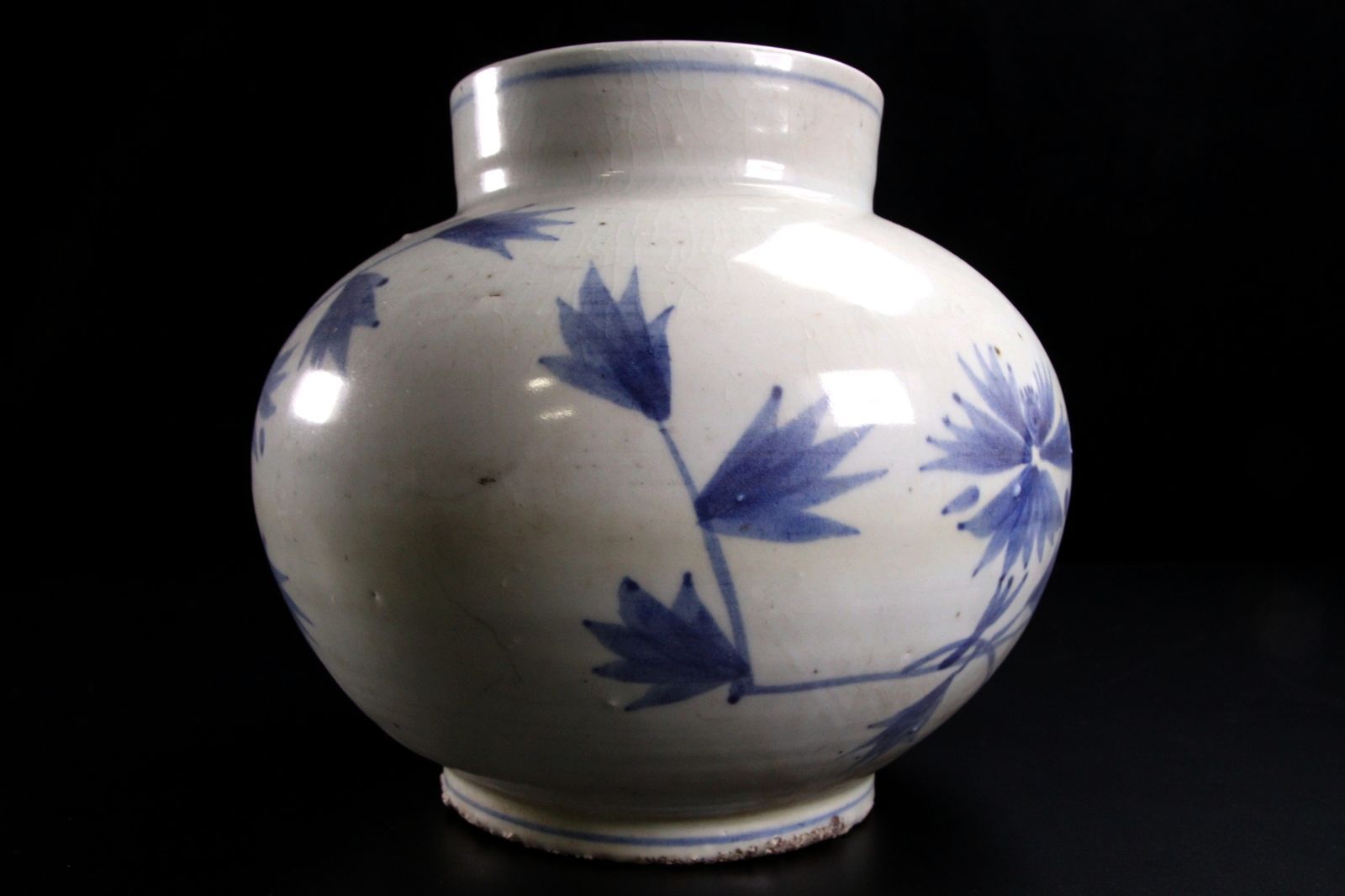 李朝時代 染付壷 15cm 朝鮮古陶 唐物骨董 李朝 白磁