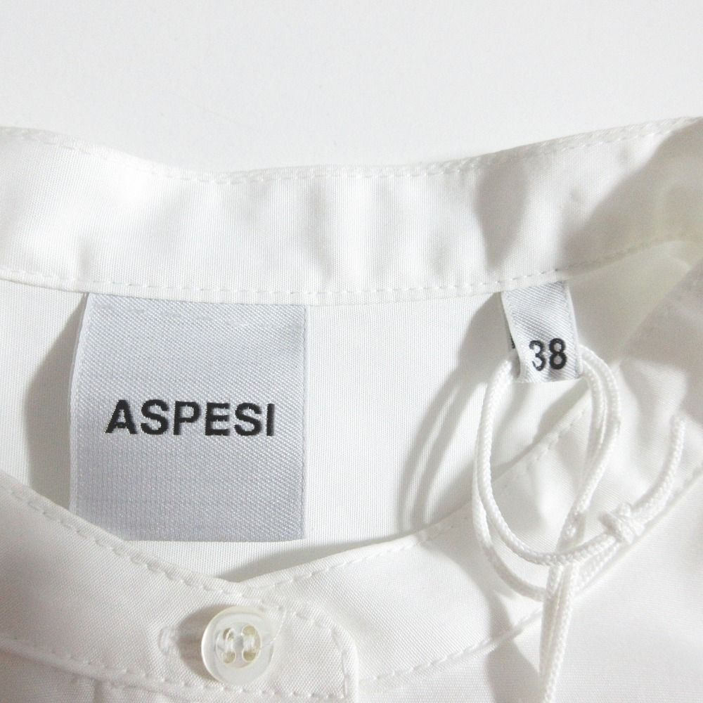 未使用 ASPESI アスペジ ショートスリーブ バンドカラーシャツ ブラウス 38 ホワイト レディース 古着 中古 未使用 ASPESI アスペジ ショートスリーブ バンドカラーシャツ
