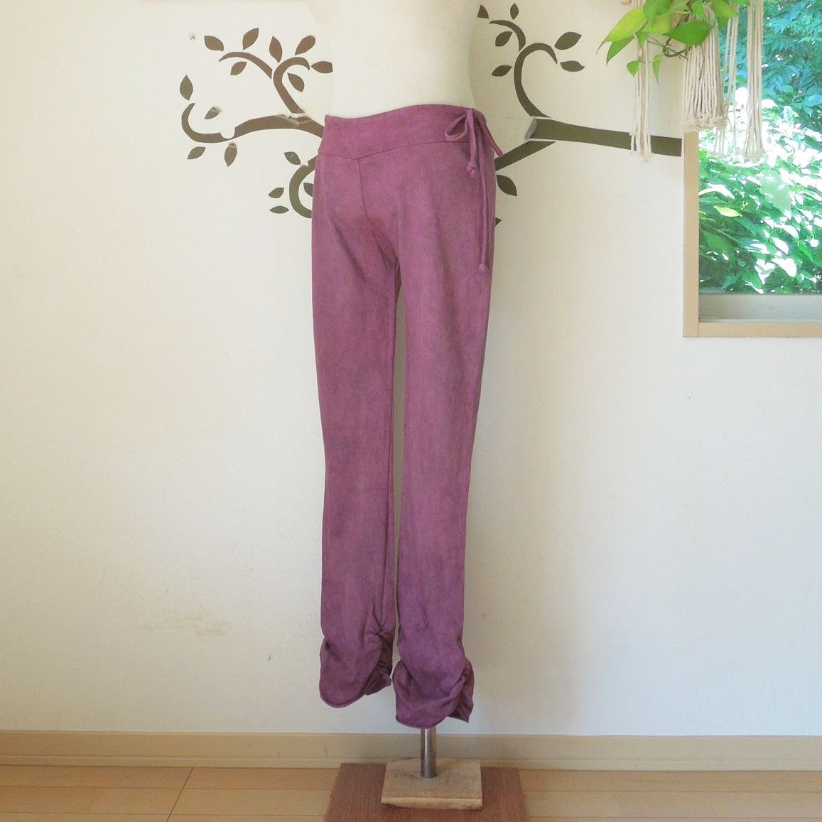 ファッション asana ヘンプコットン ヨガパンツ○草木染めパープル