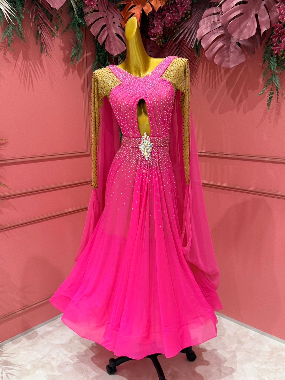 社交ダンス gentil ジャンティ modern スタンダード ピンク サイズS