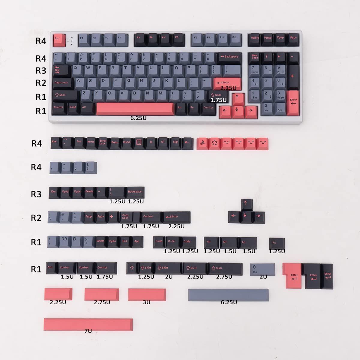 在庫セール】mintcaps チェリープロファイルダブルショット173キー