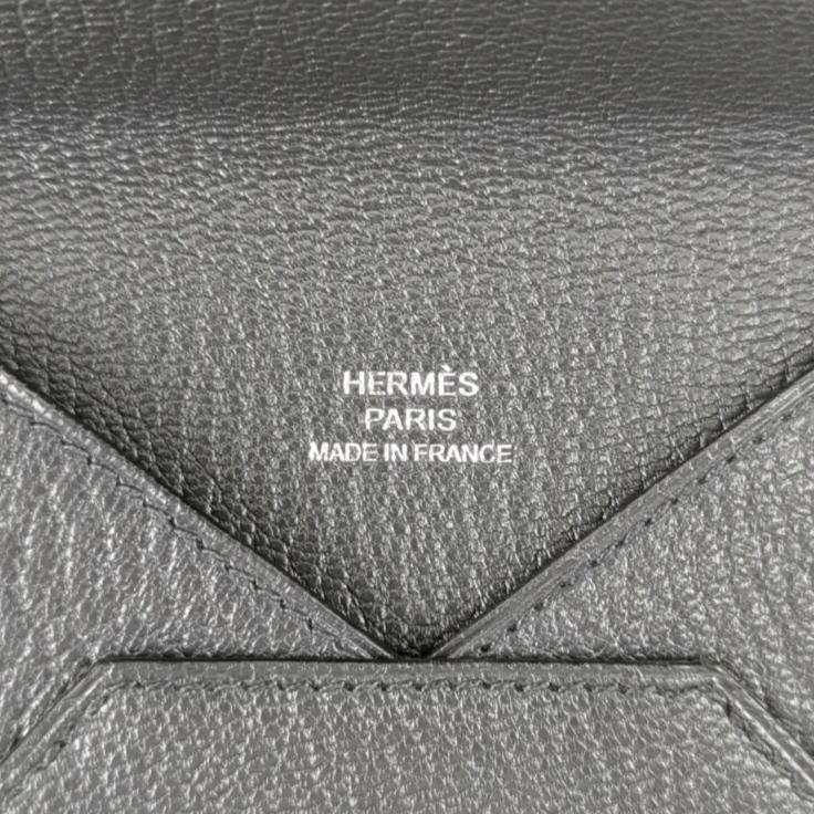 ★☆オープニング価格★☆　オシャレ【美品】 HERMES エルメス　エンベロープ　シェブルミゾル　MM　名刺入れ　カードケース　ブラック　黒色　レザー　メンズ