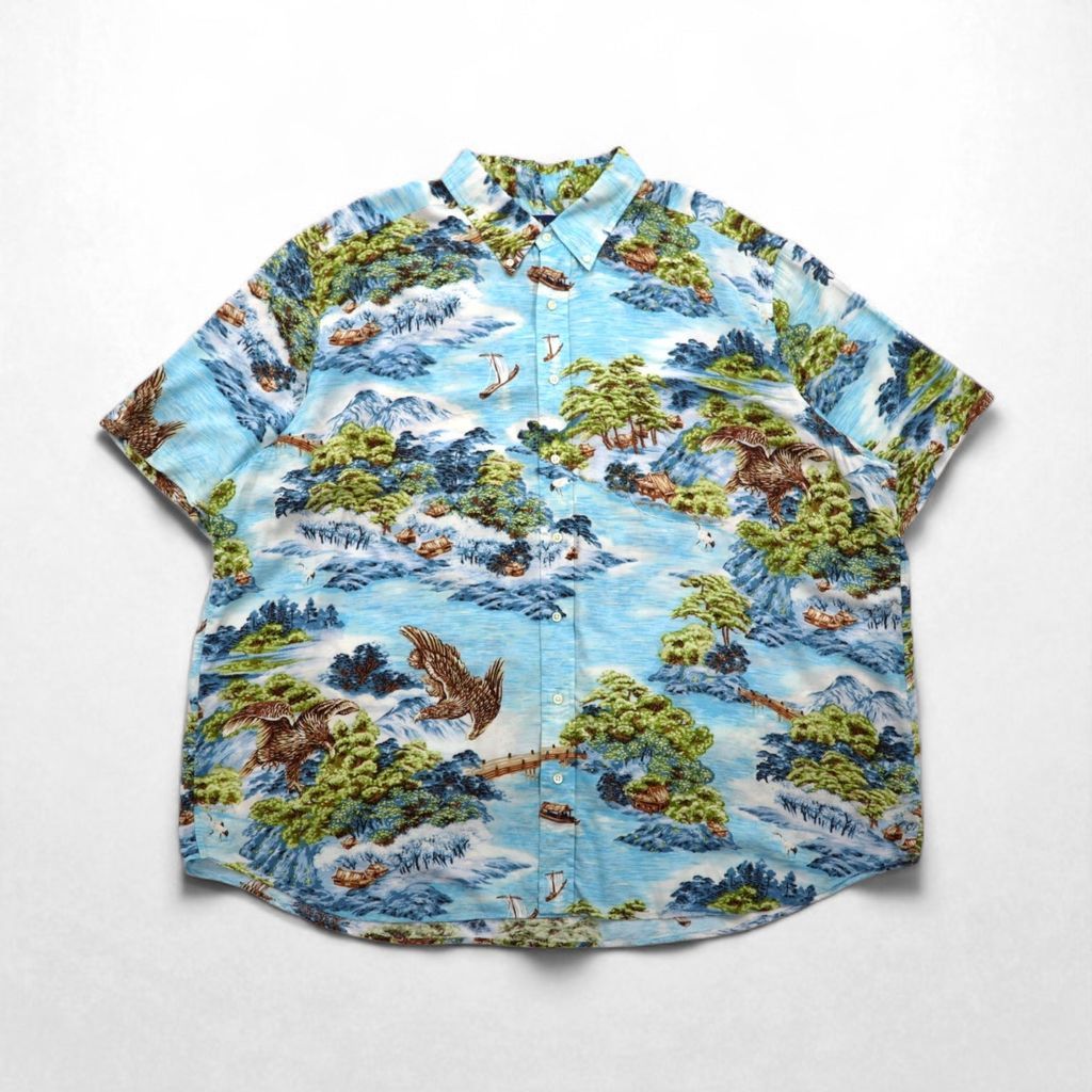 RALPH LAUREN 和柄 ビッグサイズ ボタンダウン アロハシャツ 3X RALPH LAUREN 和柄 ビッグサイズ ボタンダウン アロハシャツ 3XL