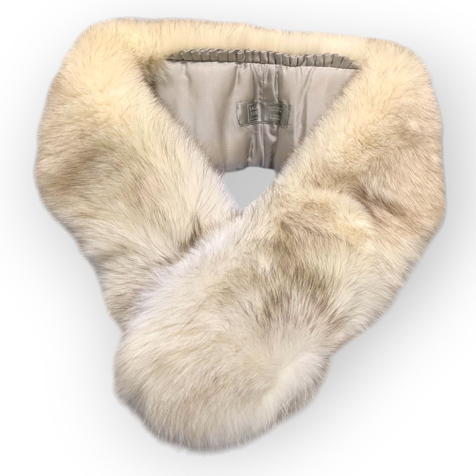 SAGAFOX サガフォックス ファーショール 成人式 着物 振袖 和装 白 ホワイト 黒混じり 毛皮 リアルファー