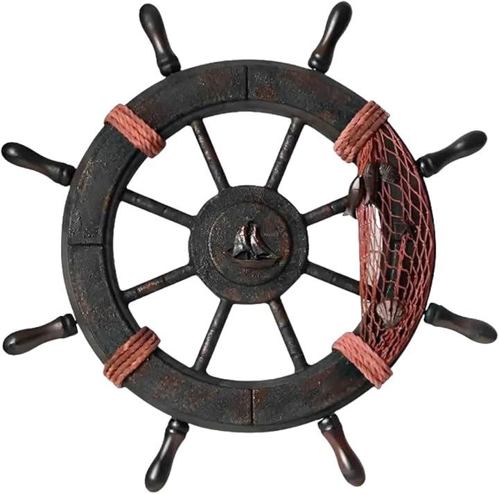 heizi 船 舵 インテリア 舵輪 錨 置物 海 海賊 オブジェ