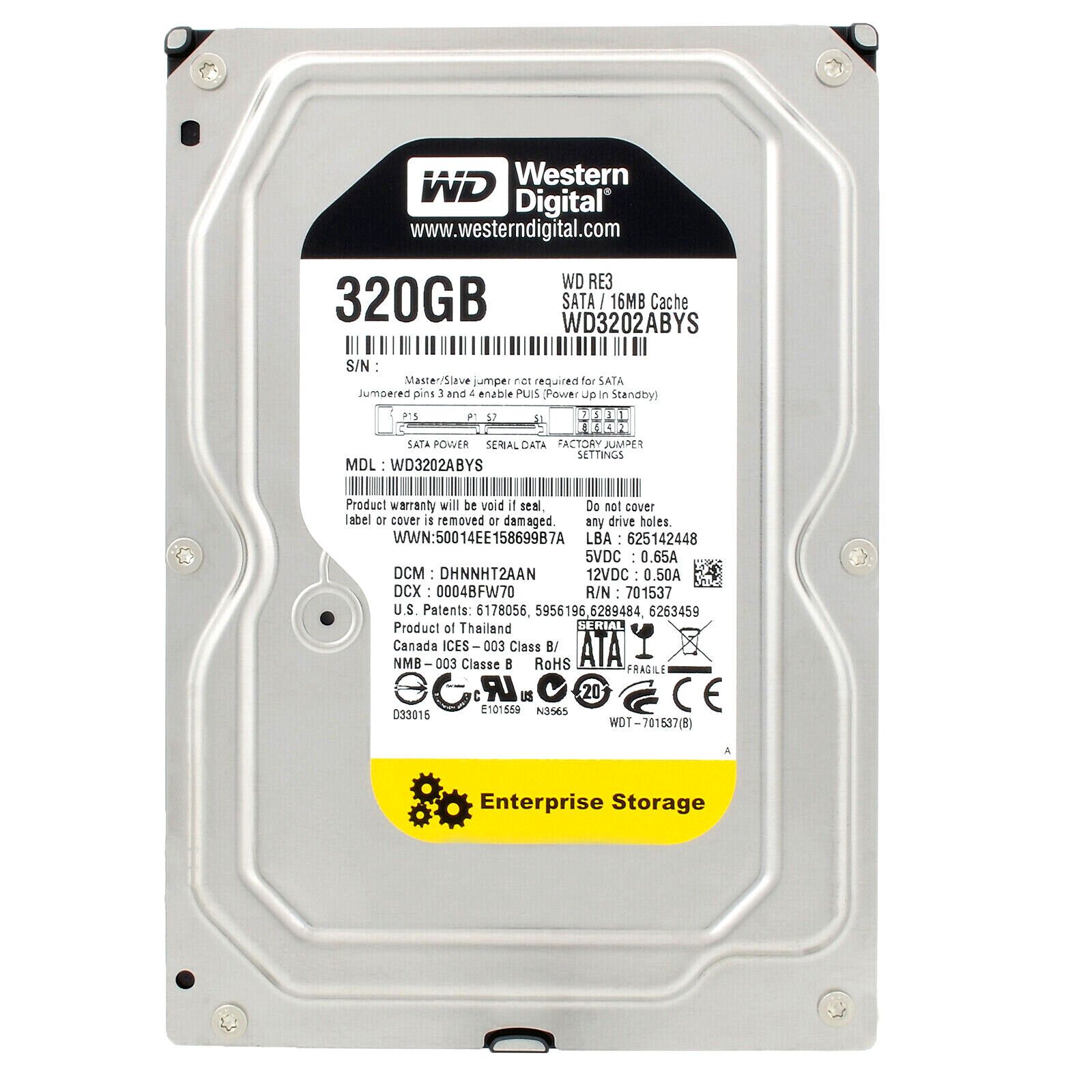 Western Digital RE3 320GB WD3202ABYS 7200RPM 16MB SATA II 3.5 Inch Drive