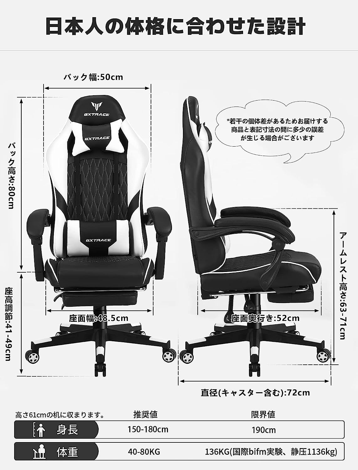 未使用☆GXTRACE ゲーミングチェア ホワイト オフィスチェア デスク