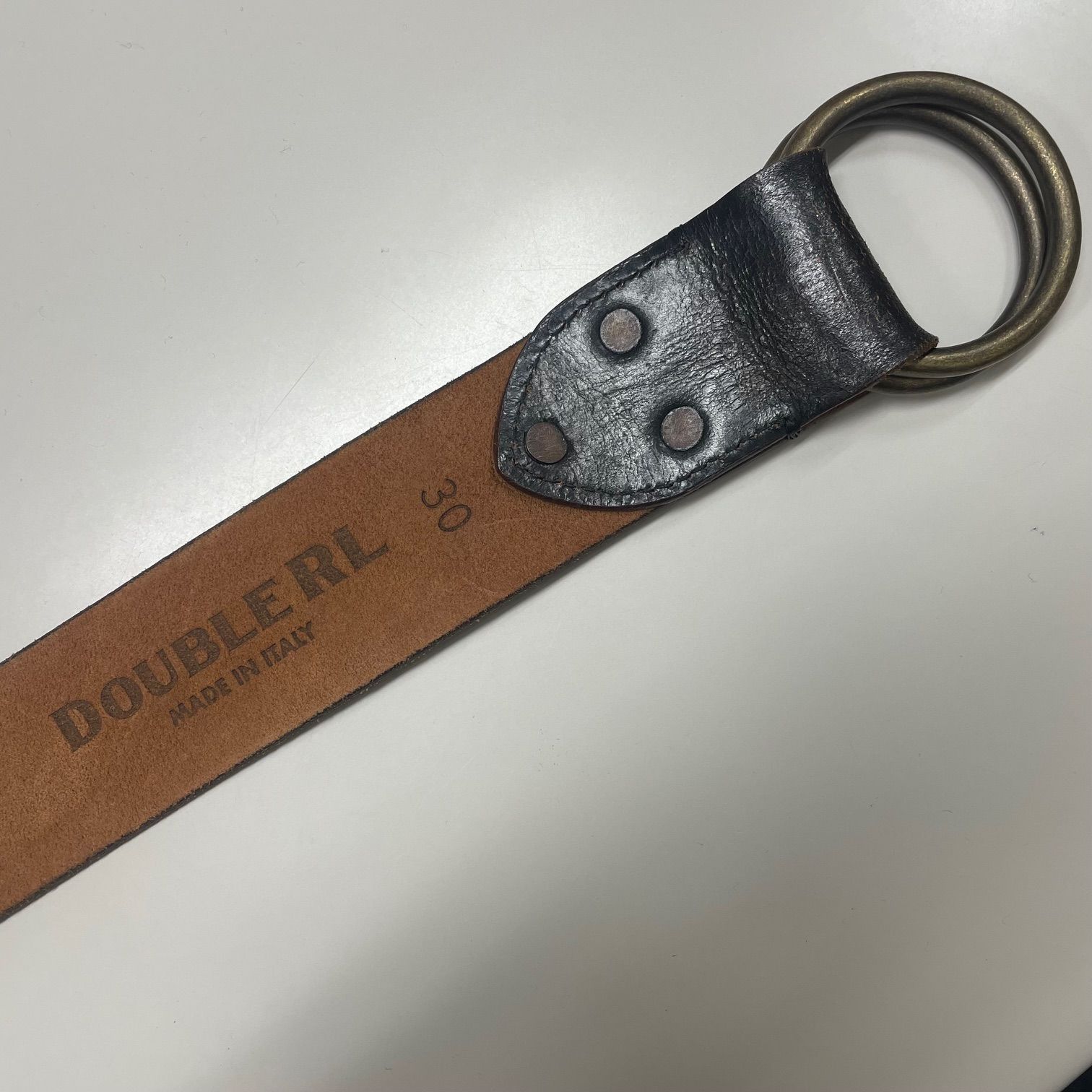 参考上代39600円 未使用品 RRL 25SS ダブルOリングベルト レザー