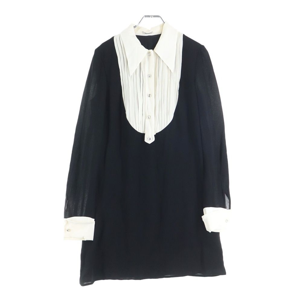 miumiu ミュウミュウ プリーツシャツ ドッキング ワンピース ホワイト×ブラック MF3114