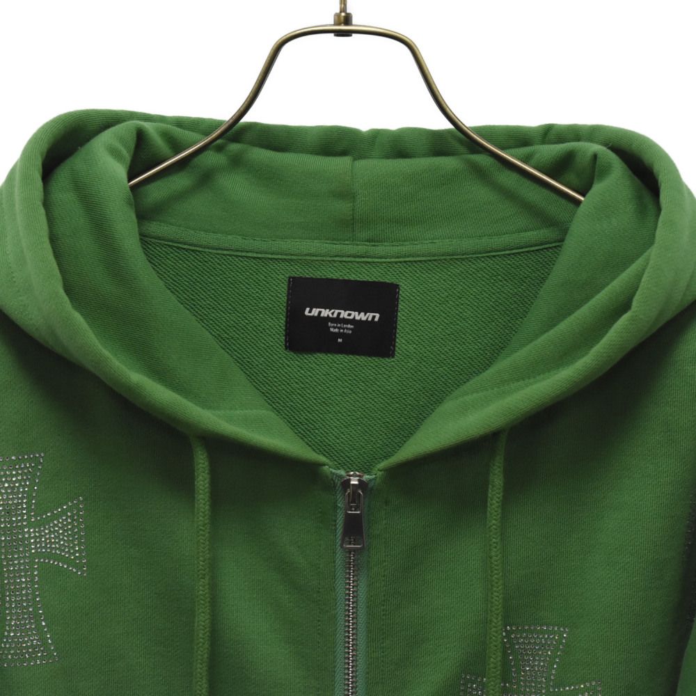 UNKNOWN (アンノウン) ラインストーン クロスデザイン ジップアップ