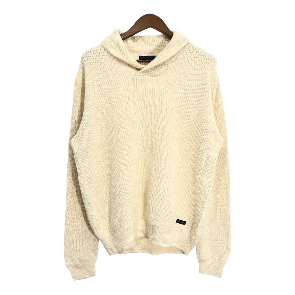 Polo by Ralph Lauren ポロ ラルフローレン ショールカラー コットン セーター アイボリー (メンズ XL) 中古 古着 R2912