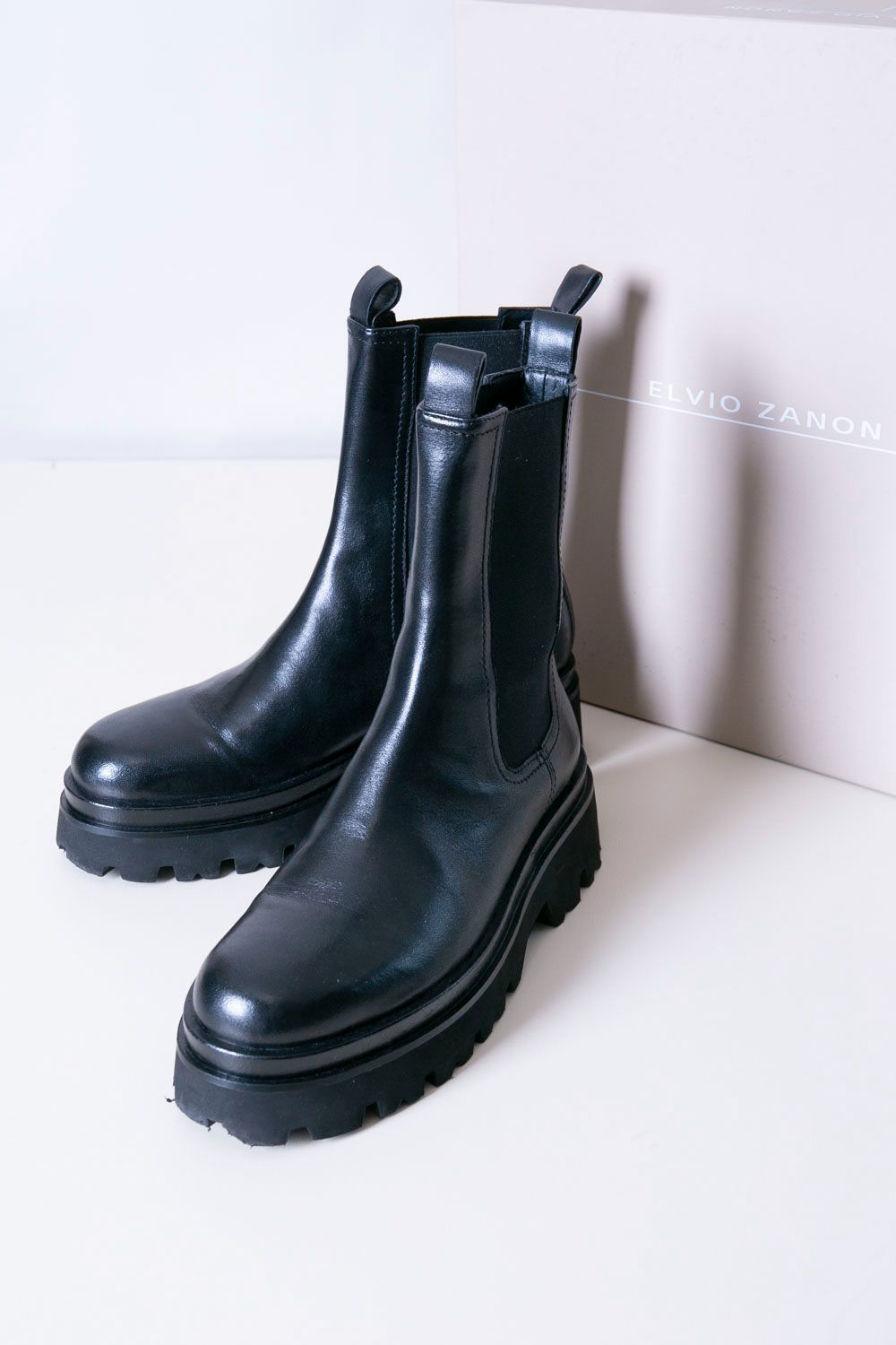 美品 ELVIO ZANON サイド ゴア ロング ブーツ 厚底 エルビオザノン 美品 ELVIO ZANON サイド ゴア ロング ブーツ 厚底