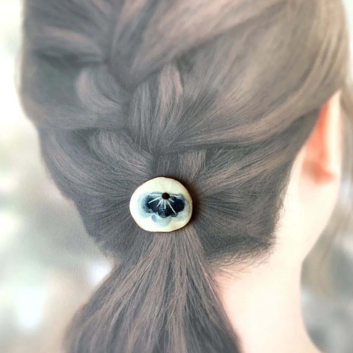 お花 金継ぎ ライン 陶器 ヘアアクセサリー ヘアゴム ポニーフック 