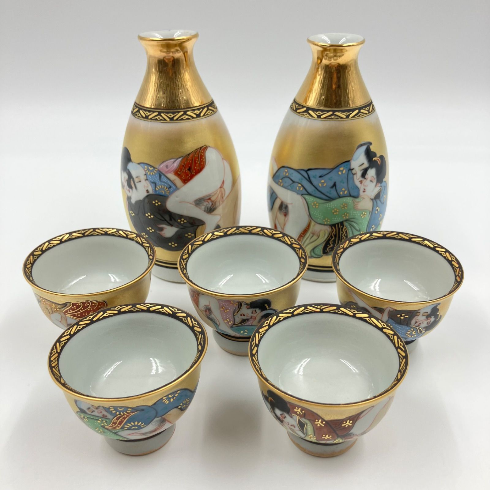 九谷焼 盃 春画 お値下げしました、九谷焼 天狗 おかめ 春画 盃 九谷焼