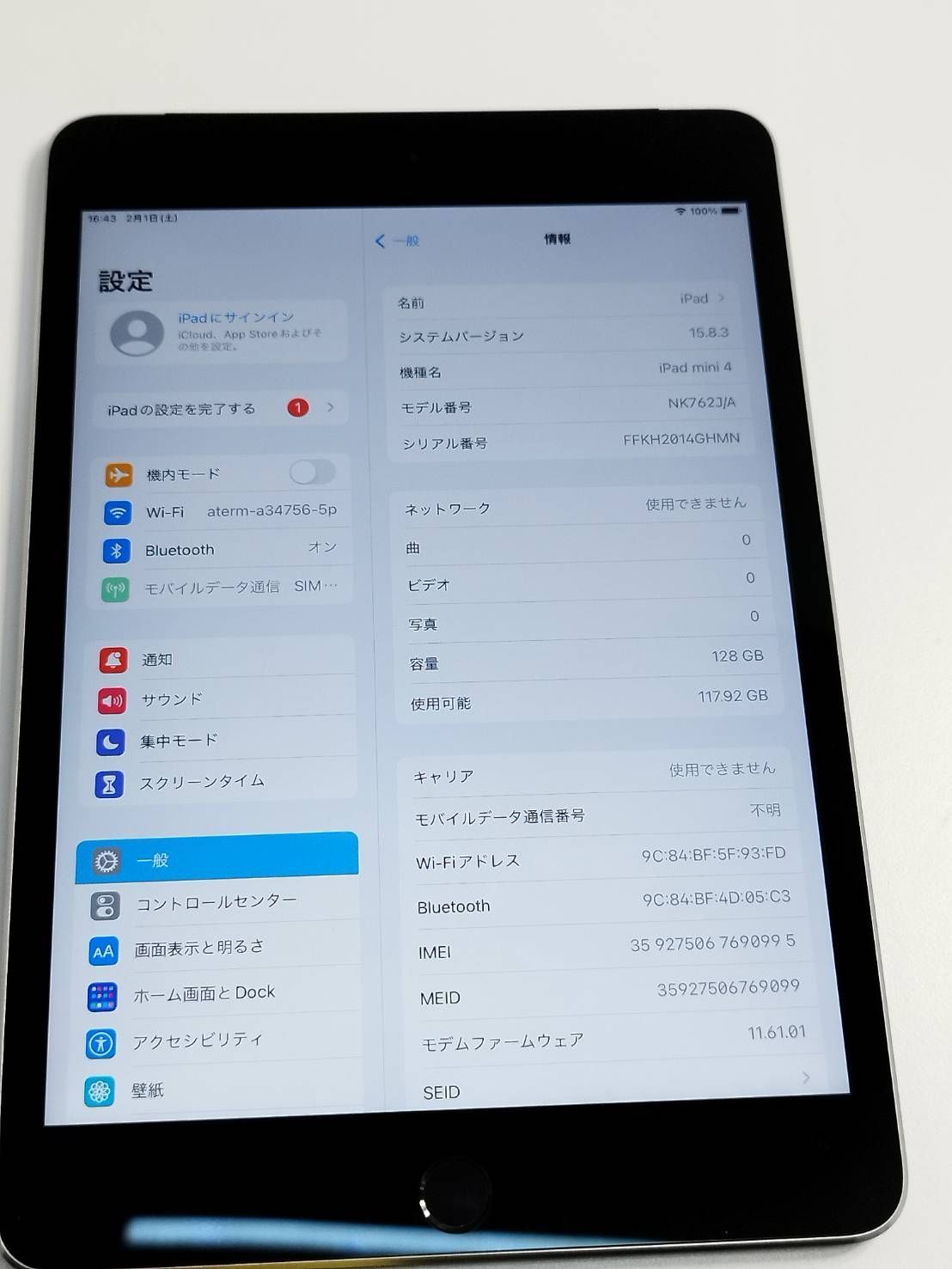SIMフリー】iPad mini 4/128GB/A1550〈NK762J/A〉 【公式通販】