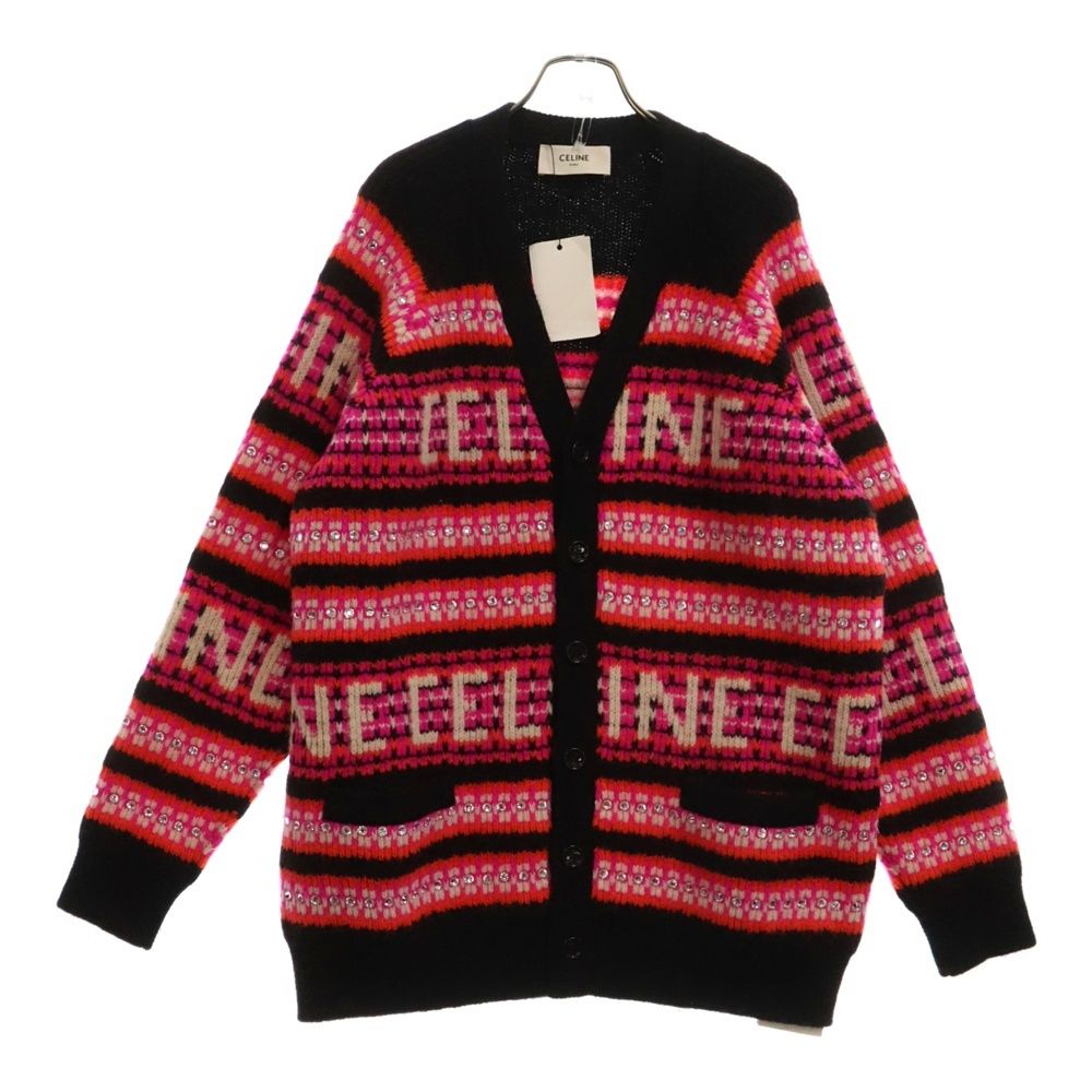 CELINE (セリーヌ) 23SS Embroidery Cardigan in Ski Jacquard スキージャガード エンブロイダリー ニット カーディガン ブラック/ピンク 2AC22579S - メルカリ