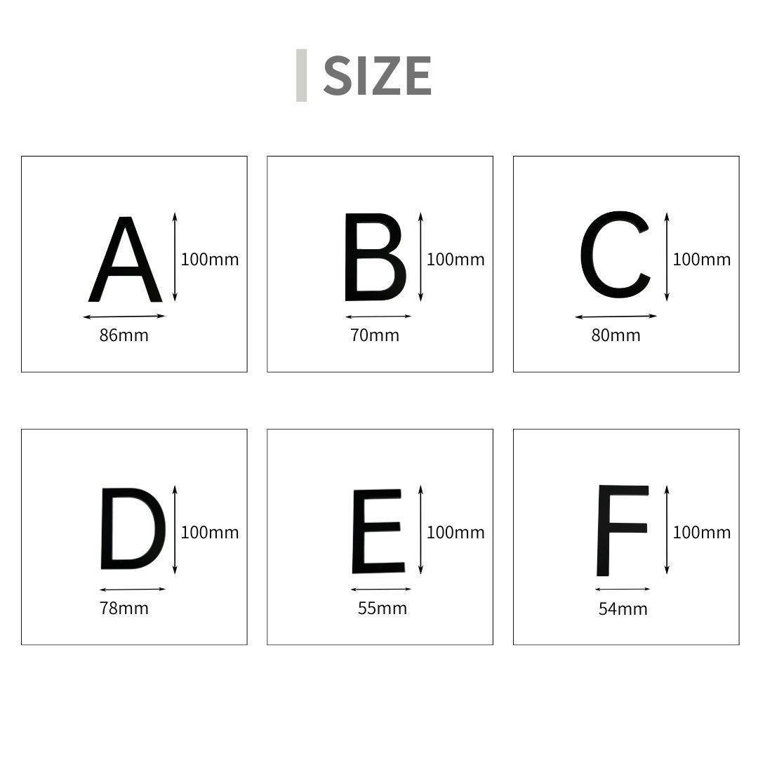 ブラック】【U-Z】 部屋番号プレート アルファベット 大文字 ゴシック