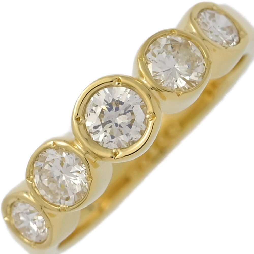 0.51ct|5P･一文字 4月 誕生石 ダイヤモンドリング･指輪|K18YG|750-3.2g|8号| 48|イエローゴールド 翌日配送可 ♀ N レディース 591732