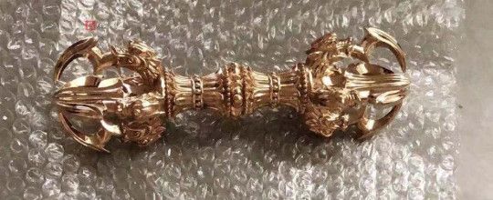 【修縁堂】密教法具 四大明王 法器 五鈷杵 金剛杵 真鍮金メッキ 22cm 修縁堂】密教法具 四大明王 法器 五鈷杵 金剛杵 真鍮
