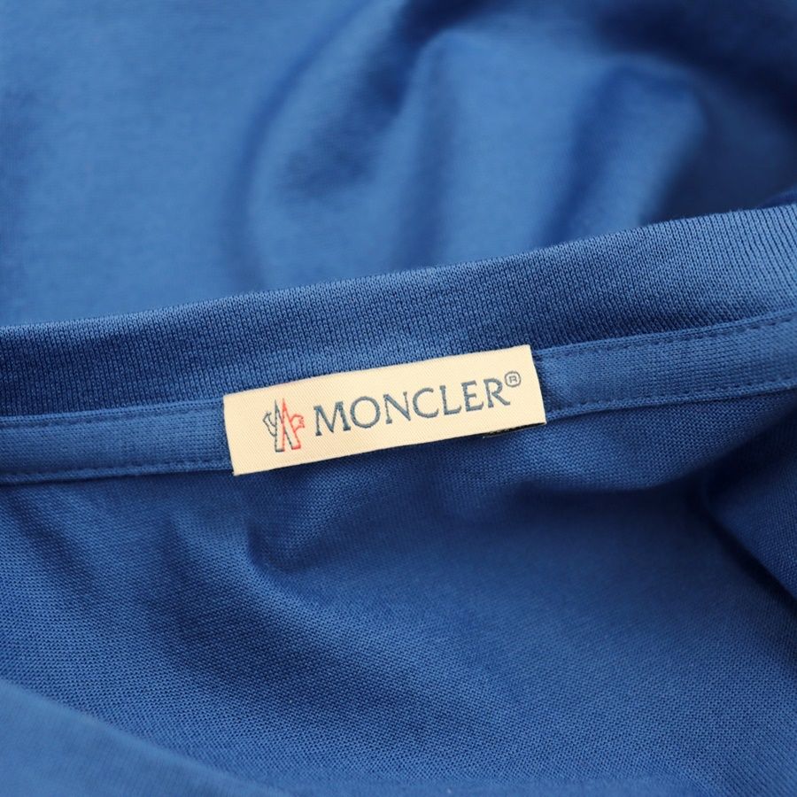 【クリアランスSALE】美品 モンクレール 21SS ロゴワッペン 半袖Ｔシャツ メンズ 青 S カットソー MONCLER