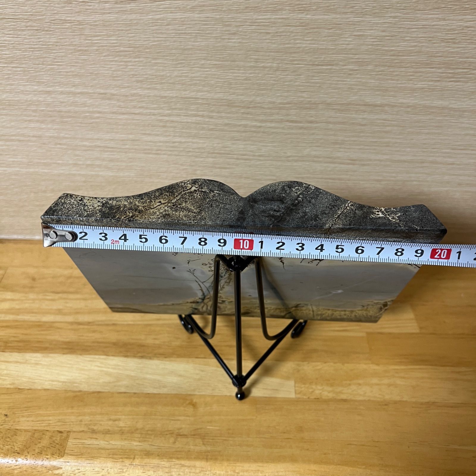 ⬛︎【１点もの】ピクチャージャスパー　天然石　ブックスタイル　自然風景模様　台座付 1点もの】ピクチャージャスパー 天然石 ブックスタイル 自然