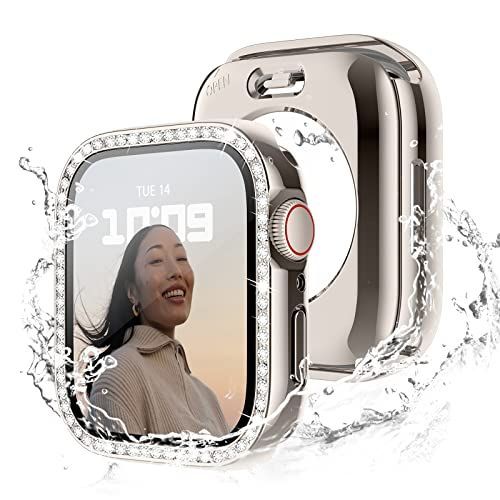 Series 87 41mm_スターライト 「360度防水設計」Recoppa コンパチブル Apple Watch ケース 41mm キラキラ アップルウォッチカバー 防水ケース Series 8 7に対応 ガラスフィルム付き 一体型 IP68完全防水 ダイ