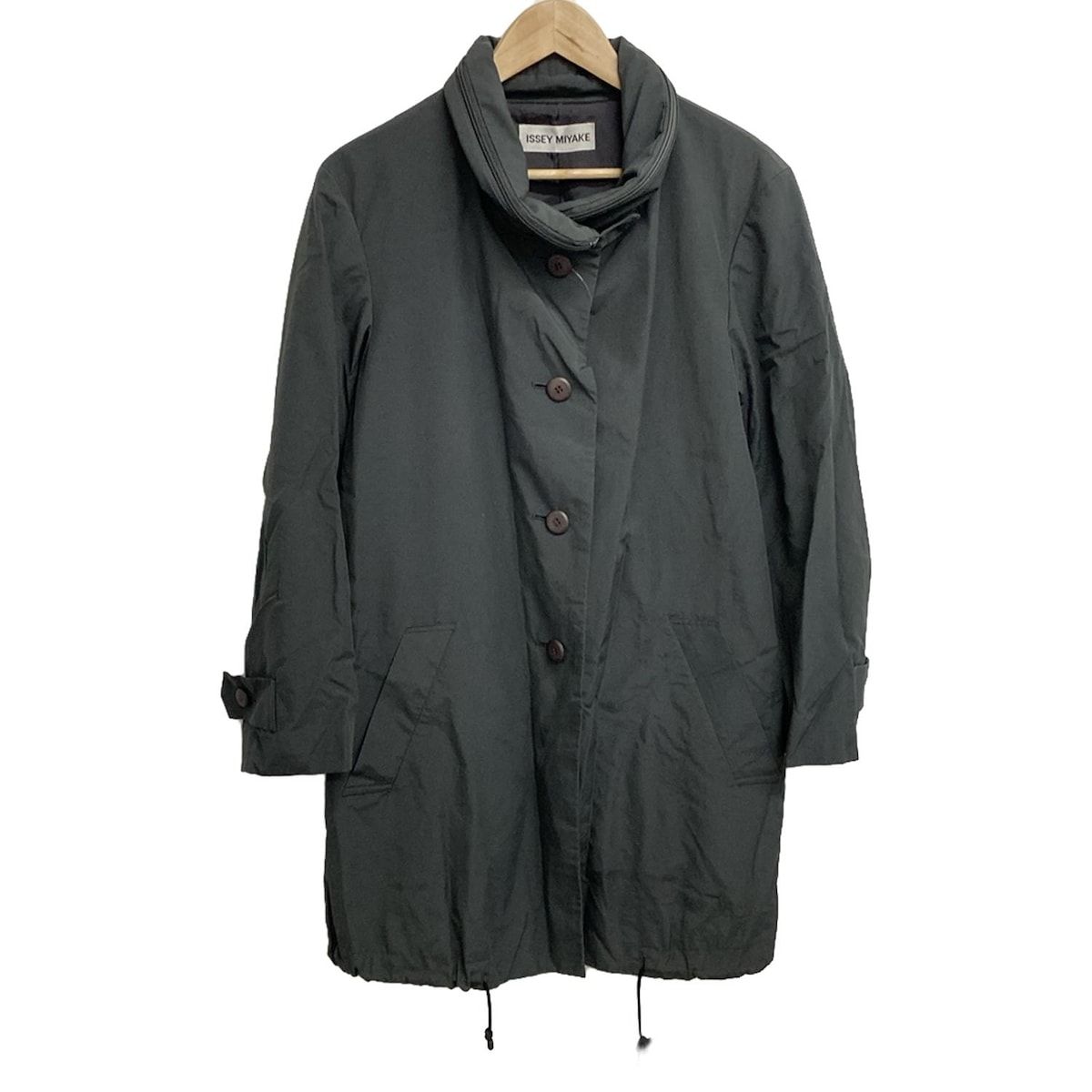 ISSEYMIYAKE イッセイミヤケ コート サイズM レディース - ダークグレー 長袖|収納フード|1999SS|春|秋