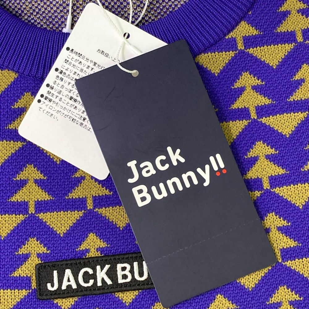 JACK BUNNY ジャックバニー長袖ニットセーター総柄 パープル系 5 新品 JACK BUNNY ジャックバニー長袖ニットセーター総柄 パープル系 5 新品
