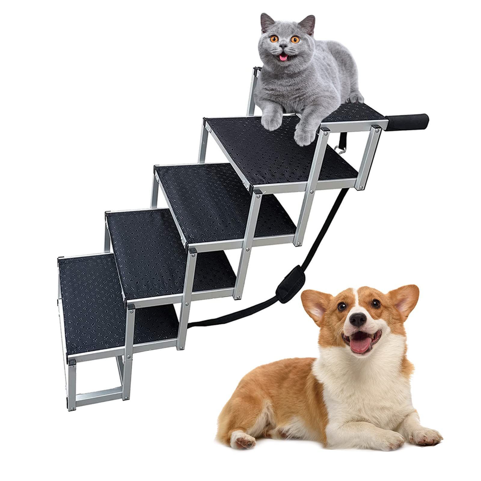 ☆犬用安全スロープ 滑り止め ステップ 踏み台 折り畳み 高さ調節 KOOPRO 犬用安全スロープ 滑り止め ステップ 踏み台 折り畳み 収納便利