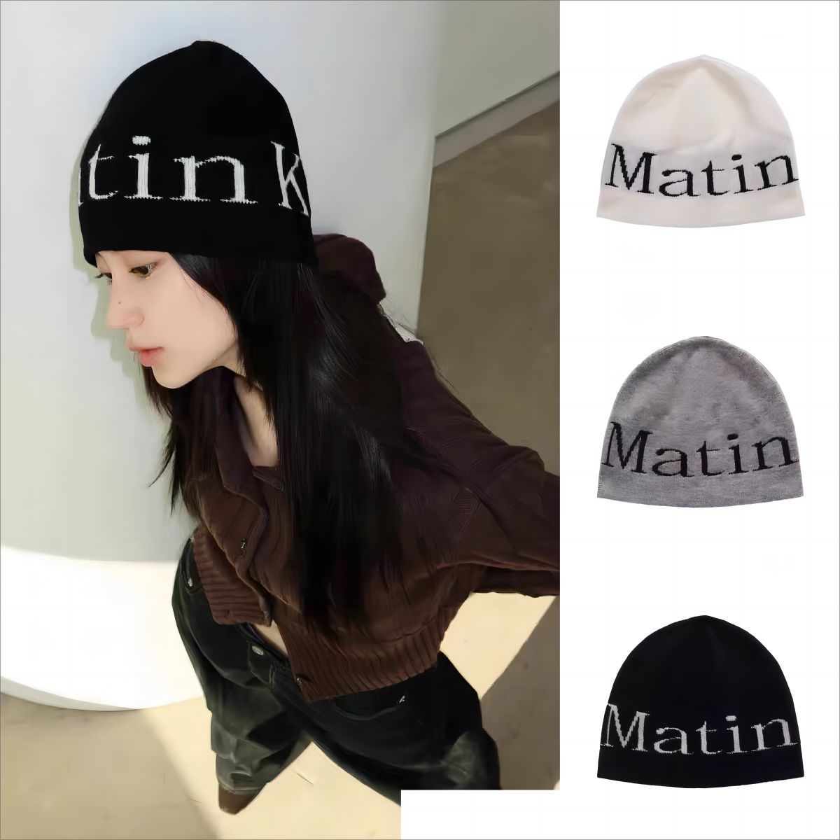 マーティンキムニット帽　黒 正規品 Matin Kim 韓国 マーティンキム ブラック 黒 ビーニー