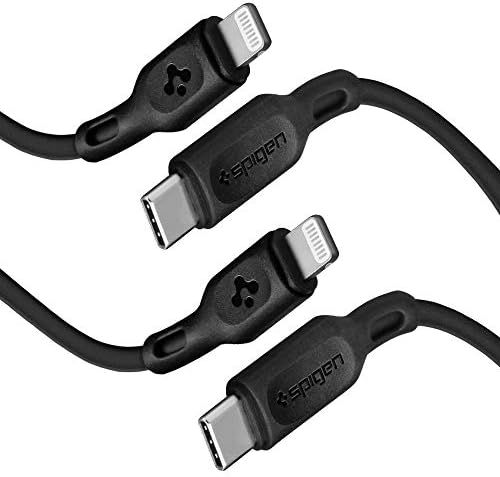 Spigen DuraSync 2本パック USB C - Lightningケーブル 3フィートMFi認証 電源供給をサポート iPhone XR XS Max X 8 8 Plus iPad ライトニング充電ポート付き