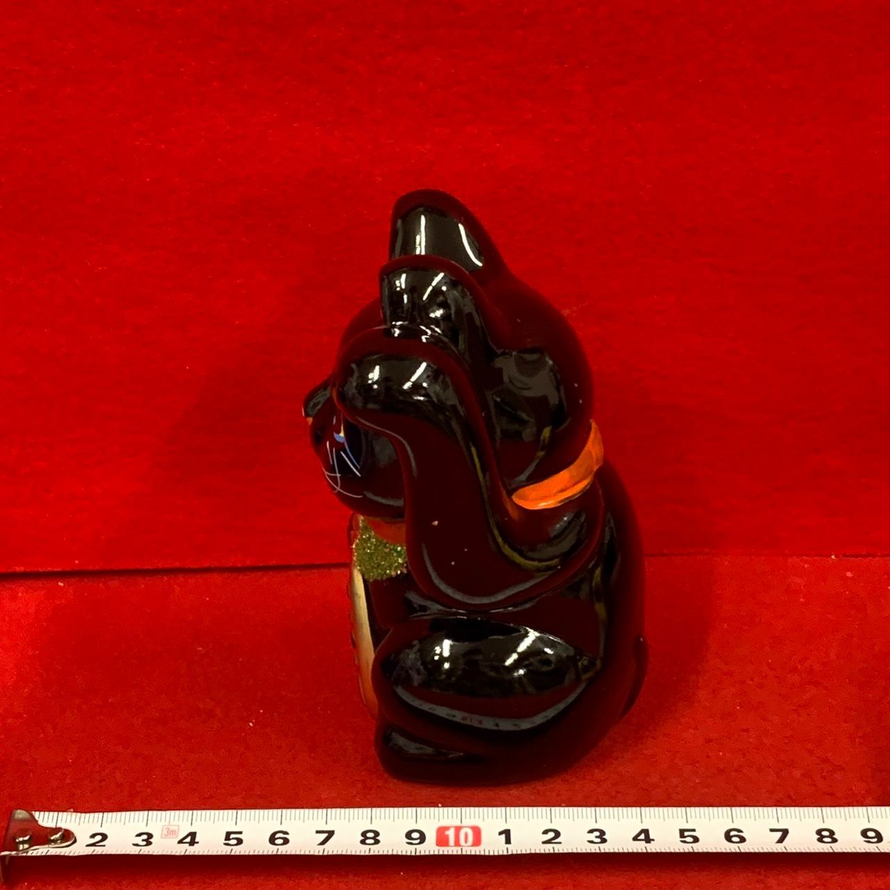新品常滑焼 招き猫 4号 左手 黒 厄除招福 送料込