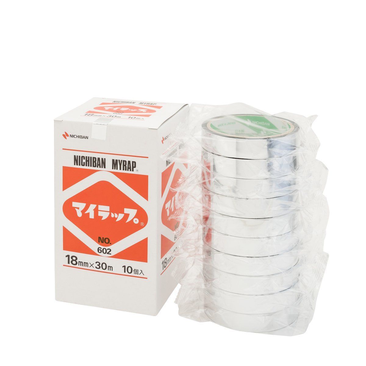ポリエステルテープ ニチバン マイラップ 18mm×30m 10巻 60210-1810P 銀