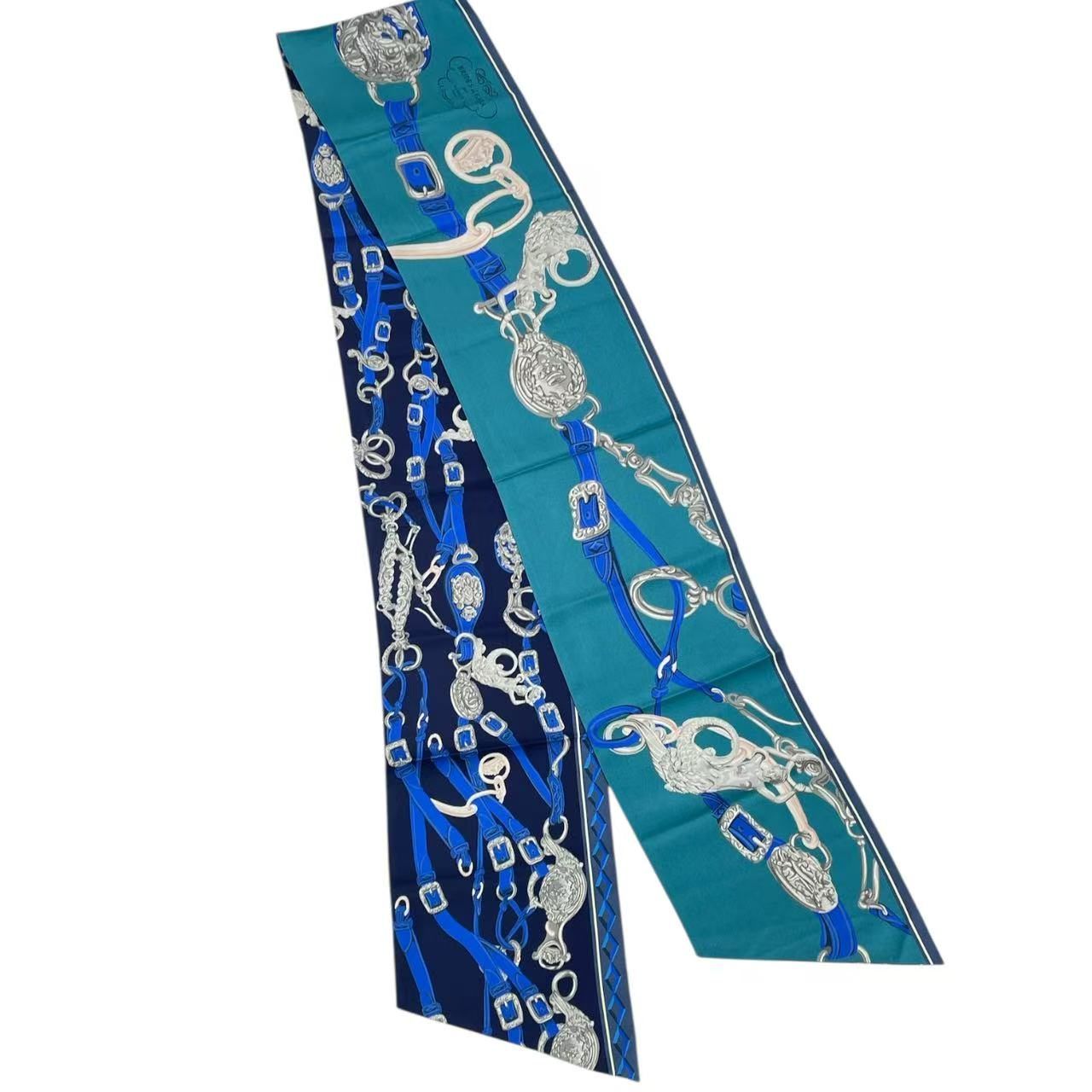 HERMES エルメス スカーフ ツイリー シルク ブルー