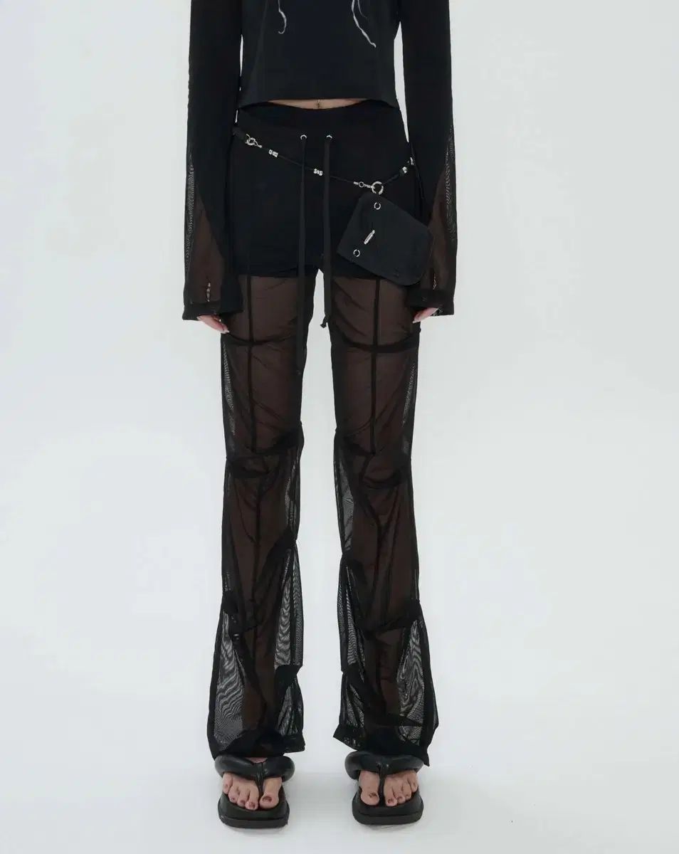 Ojos Sheer Over Tuck Pants black