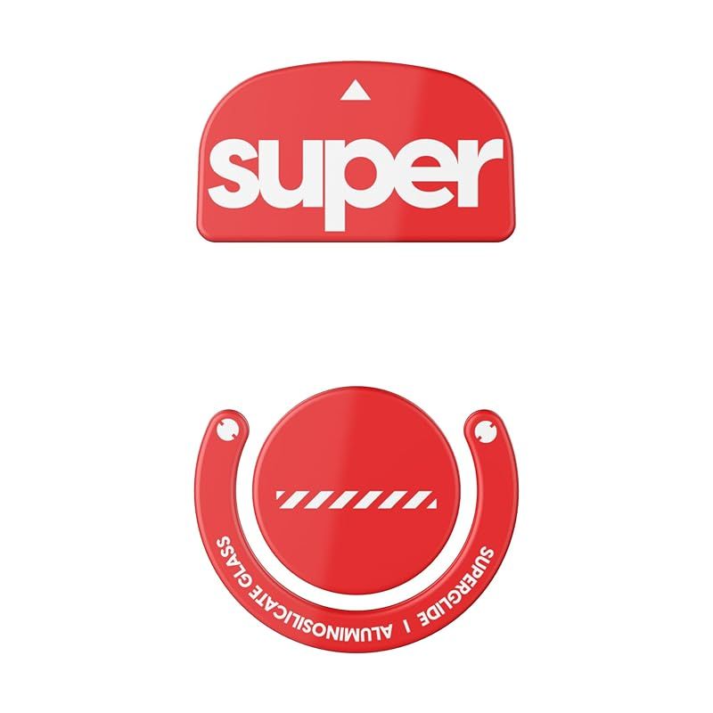 Superglide2(Type C) マウスソール for Logicool GPROX Superlight マウスフィート [ 強化ガラス素材 ラウンドエッヂ加工 高耐久 低摩擦 Super Smooth ] - Red 0