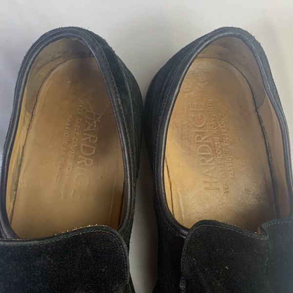 ハードリッジ サイズ8 26.5 cm フランス製 スリッポン ローファー スエードレザー 黒 is 4-9