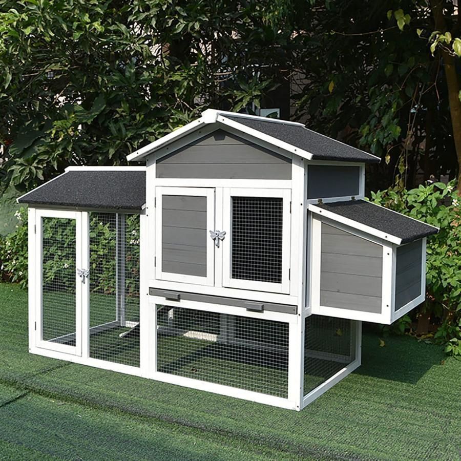 無邪気な 鶏小屋 鶏用ケージ 金網製の戸と窓 アスファルト屋根付き トレイ付き 階段付き 産卵 き 通気性 雨を防ぐ 大空間 DIY 杉材 木製耐