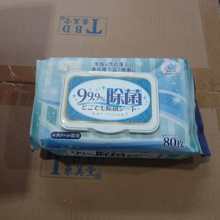 TBD 東美堂 99.9%除菌ウェットティッシュ 80枚入り×24個 エタノール配合 厚手メッシュシート