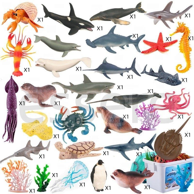 海洋動物 おもちゃ お風呂玩具 子供用 海洋動物 模型 おもちゃ海底生物 模型 知育玩具 誕生日 祝日 プレゼント に最適 大収納ボックス 図冊付 海洋世界 クラゲ セット