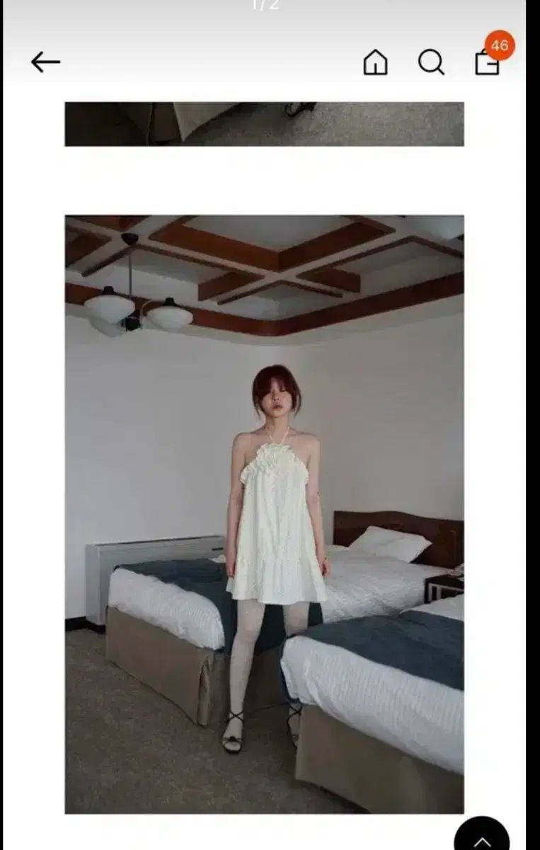 freckle seoul dot ruffle dress with corsage