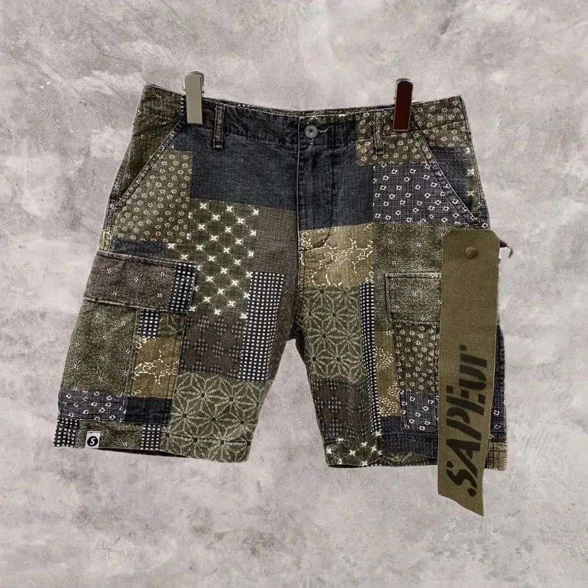 SAPEur サプール パッチワークカーゴショーツ パンツ ☆XXLサイズ